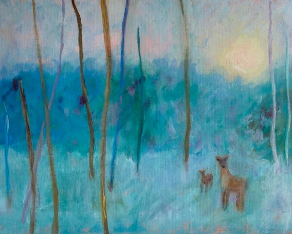 <i>Light on the Frozen Tundra</i><br> 14 x11” <br>35.5x27.5cm <br>Acrylic on canvas <br> Water-based gloss varnish