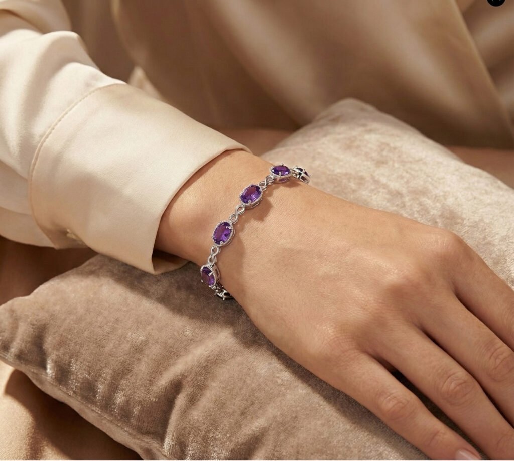 Amethyst Bracelet (5x4mm 4.80ct oval amethyst | 7inches | 9gm gold)