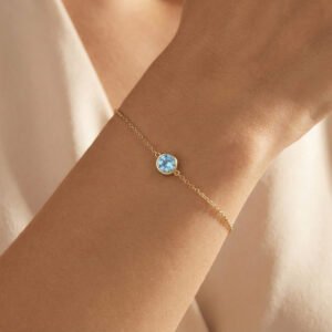 Aquamarine bracelet (4mm | 0.20ct round aquamarine | 7 inches | 3gm)